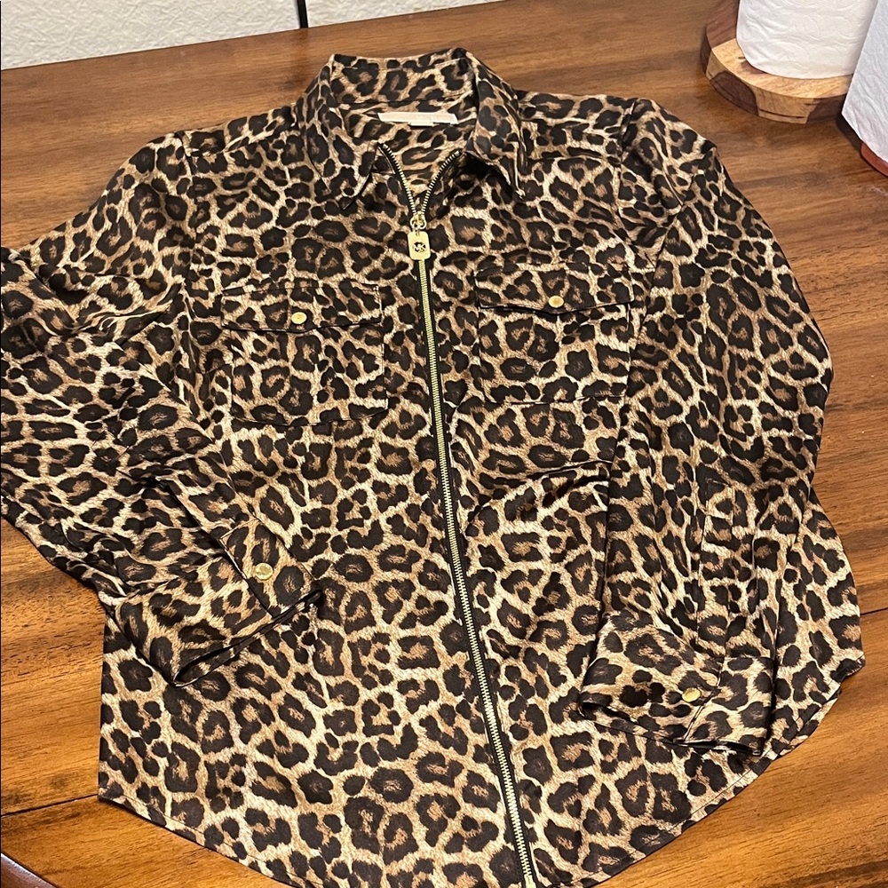 MICHAEL Michael Kors Animal Print Zip-Up Jacket